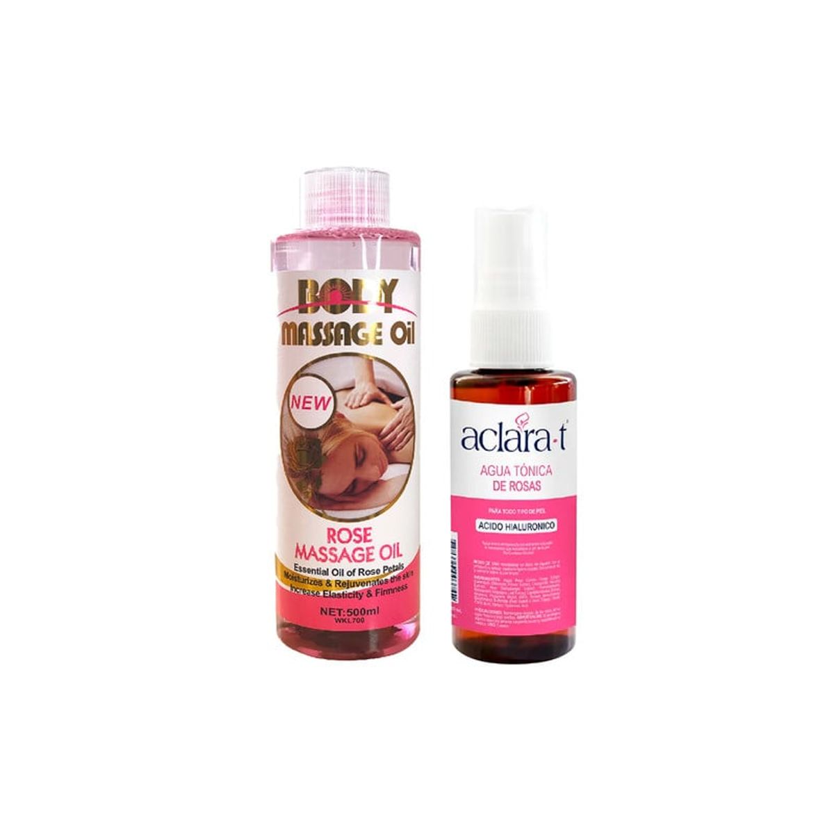 WOKALI - Aceite Masajeador de Rosa 500ml + Agua tónica de rosas 60ml