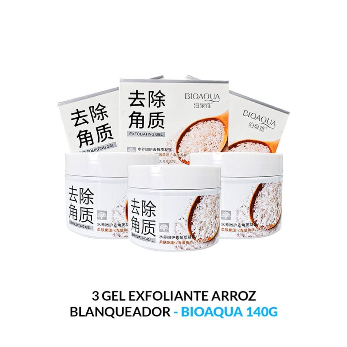 BIOAQUA - Gel Exfoliante Arroz Blanqueador Bioaqua 140Gr 3 Unidades