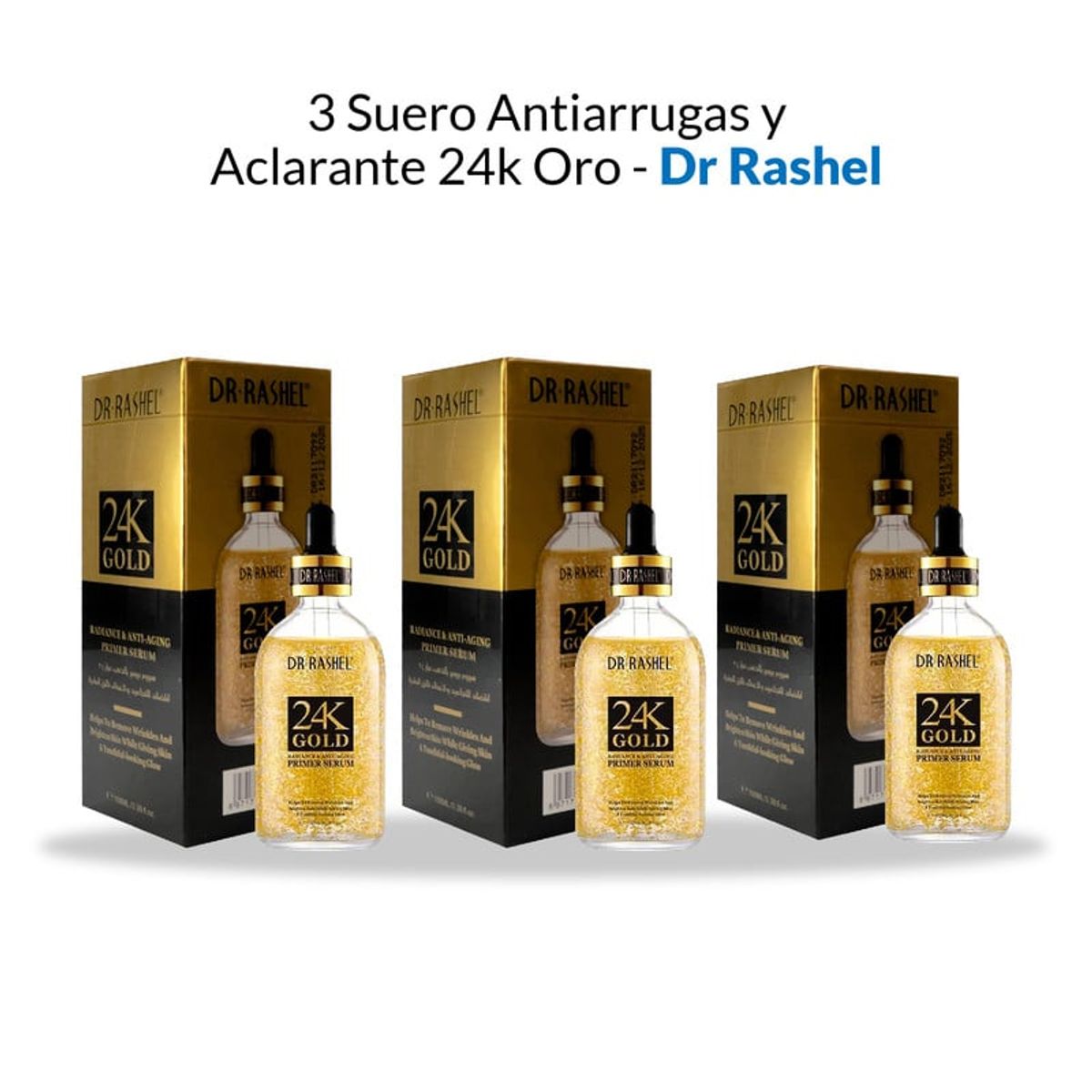 GENERICO - Suero Antiarrugas y Aclarante 24K Oro 100Gr 3 Unidades
