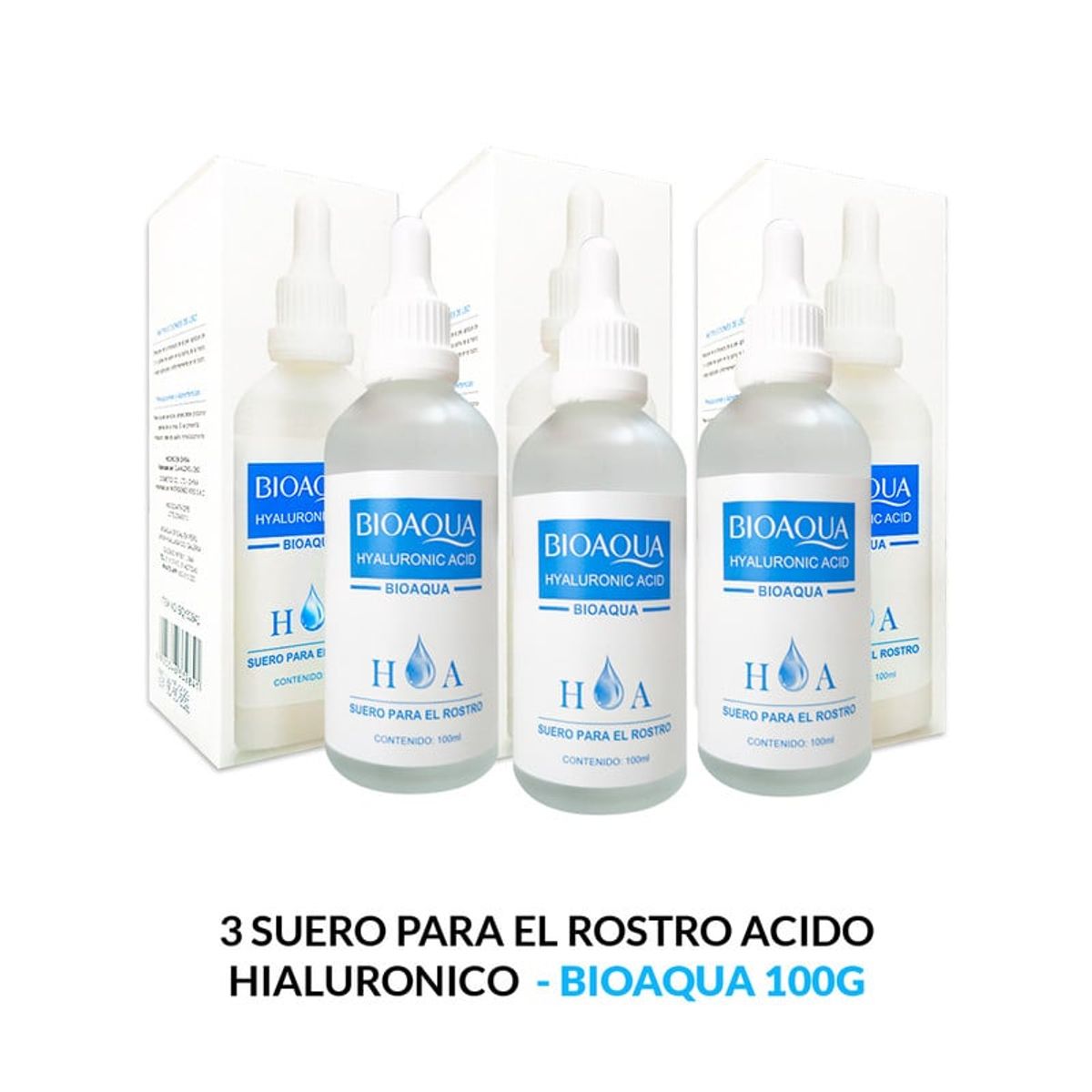 BIOAQUA - Suero Para El Rostro Acido Hialuronico Bioaqua 100ml 3 Unidades