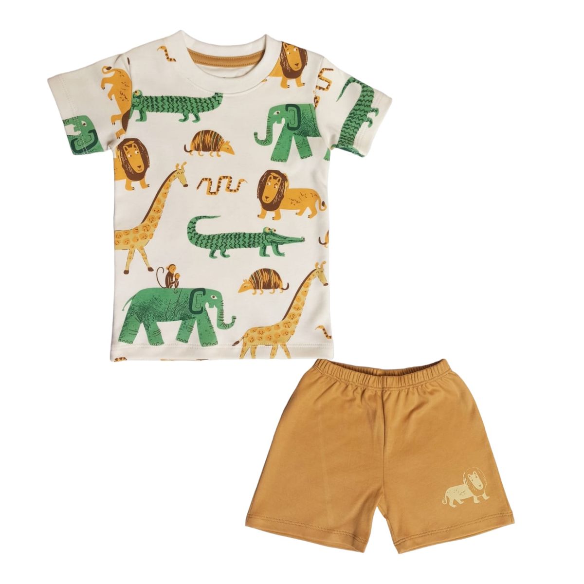 GENERICO - Conjunto Bebé Polo Short Zoo Beige de Algodón Pima