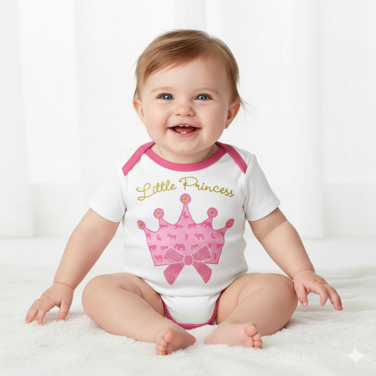 GENERICO - Body Little Princes Corona Blanco de Algodón Pima