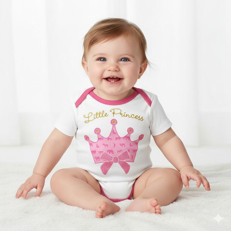 GENERICO - Body Little Princes Corona Blanco de Algodón Pima