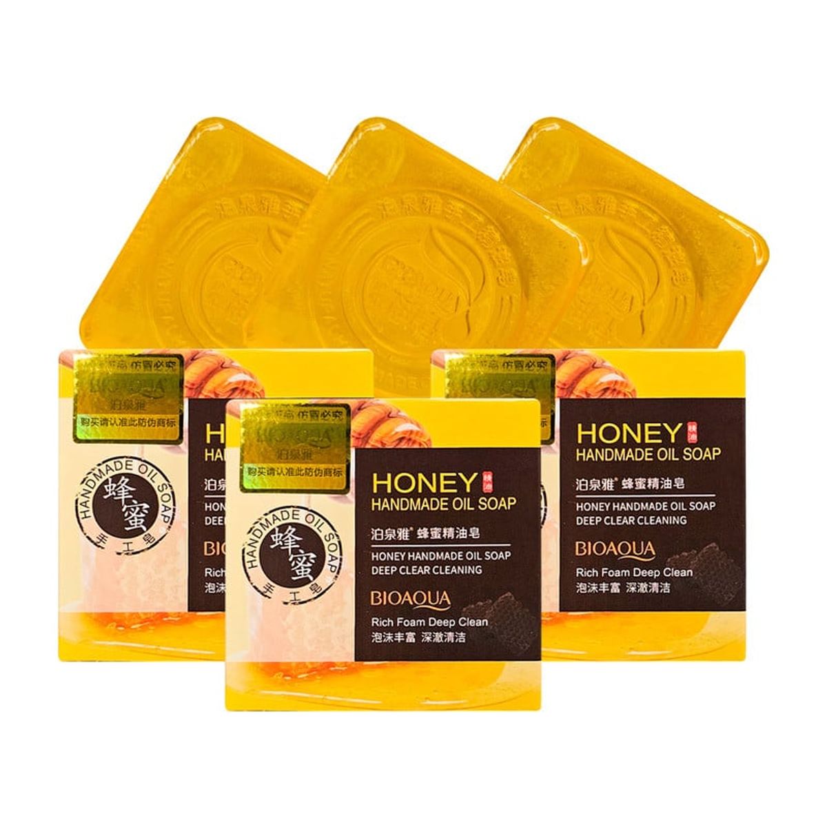 BIOAQUA - Jabón Natural De Miel Desintoxicante Bioaqua 100Gr 3 Unidades