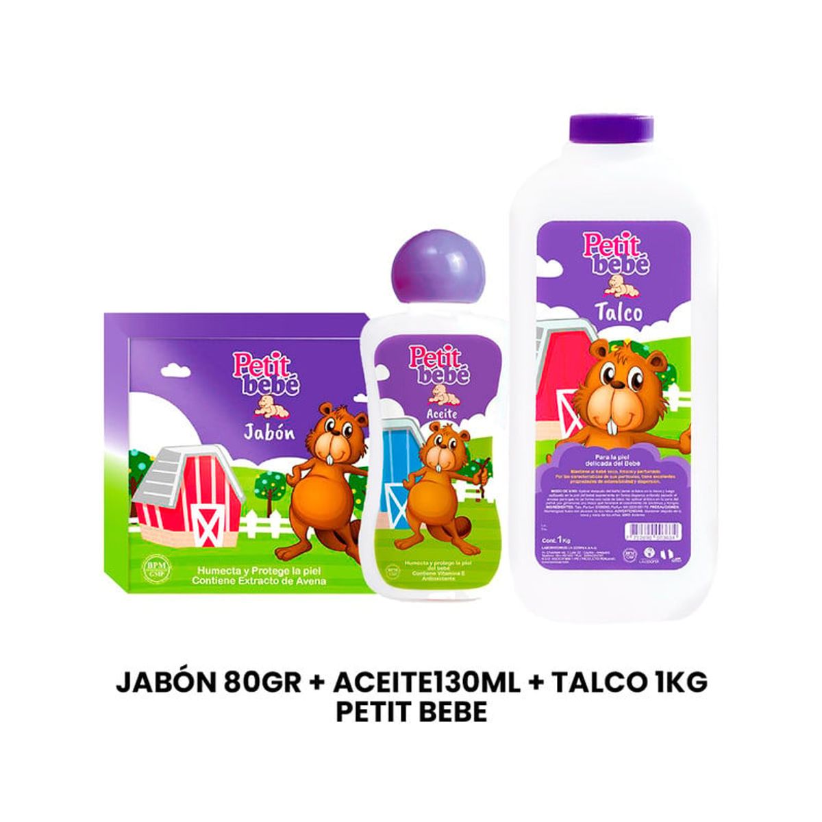 GENERICO - Jabón 80Gr + Aceite130ml + Talco 1kg Petit Bebe
