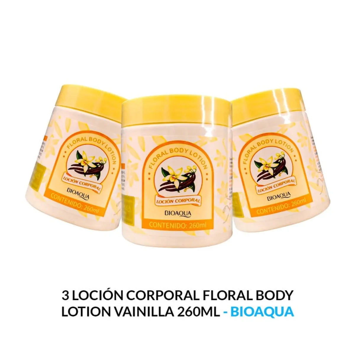 BIOAQUA - Locion Corporal Floral Body Lotion Vainilla Bioaqua 260ml 3 Unidades