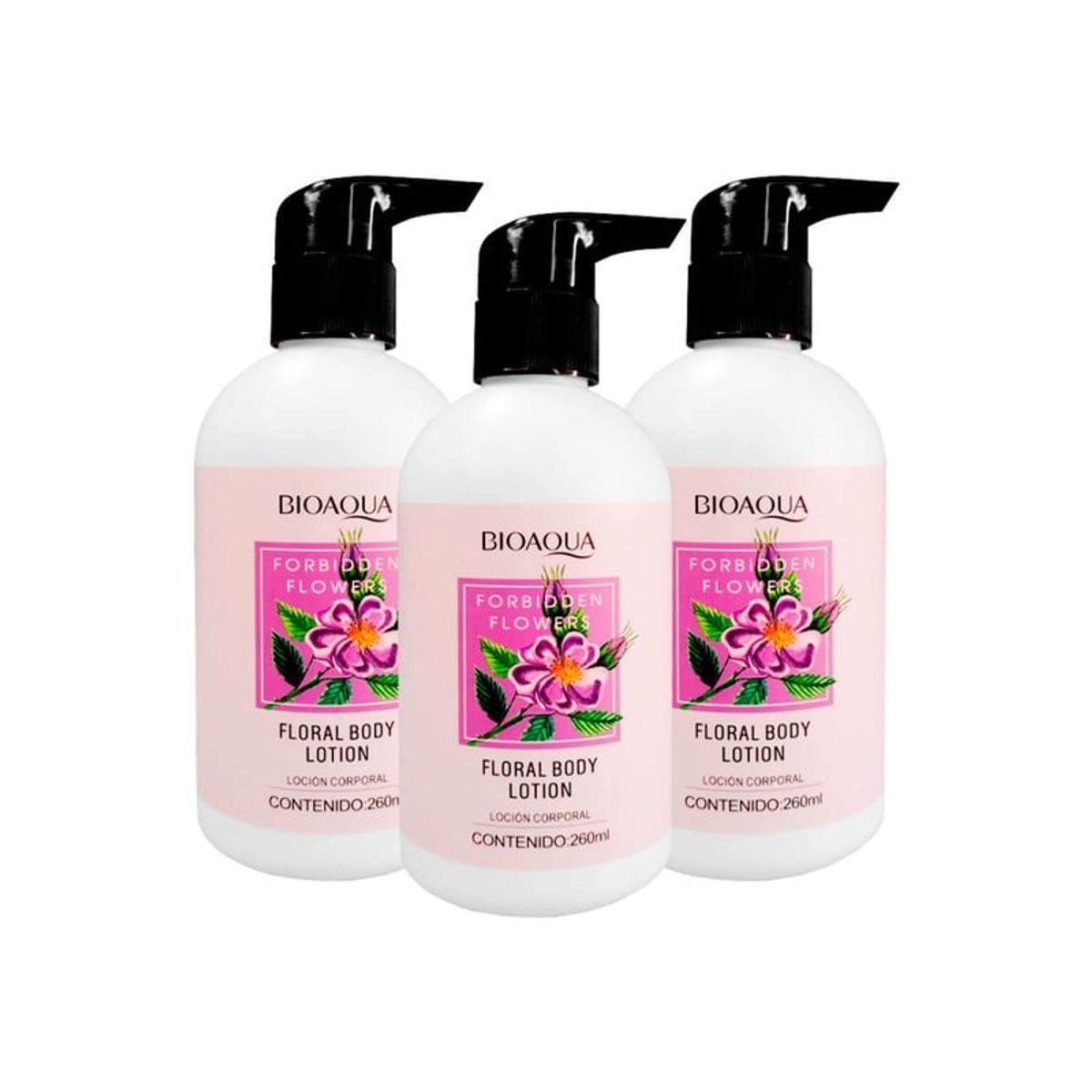 BIOAQUA - Loción Corporal Floral Flores Prohibidas Bioaqua 260ml 3 Unidades