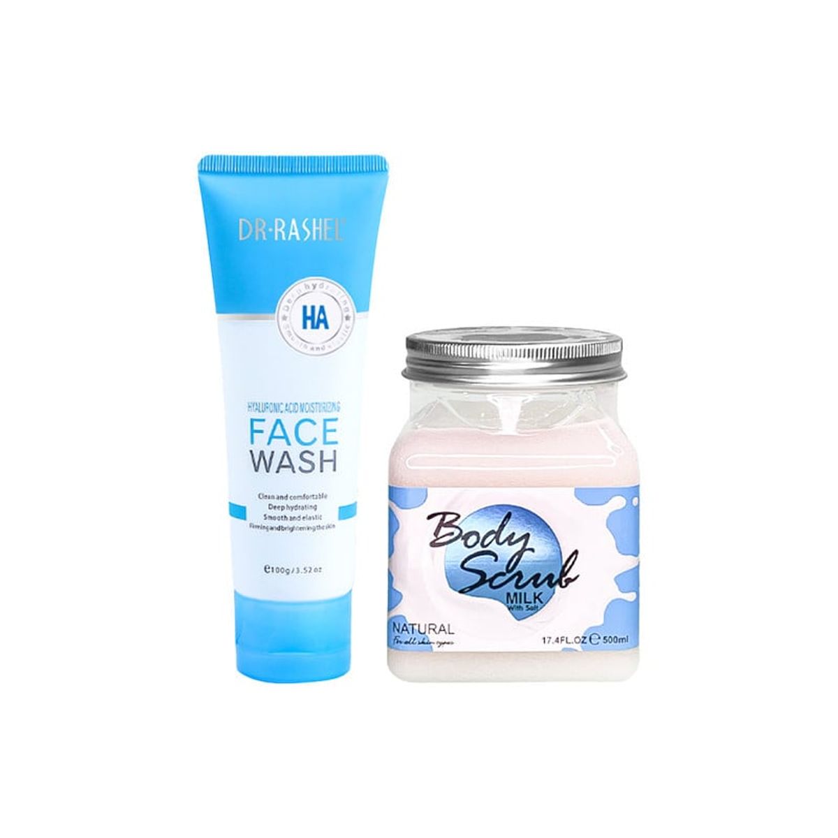 WOKALI - Gel Facial Ácido Hialurónico 100Gr + Exfolian corporal Leche sal 500ml