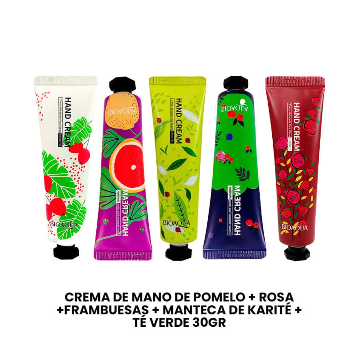 BIOAQUA - Crema mano pomelo + Rosa + Frambuesas + Manteca karité + Té verde 30gr
