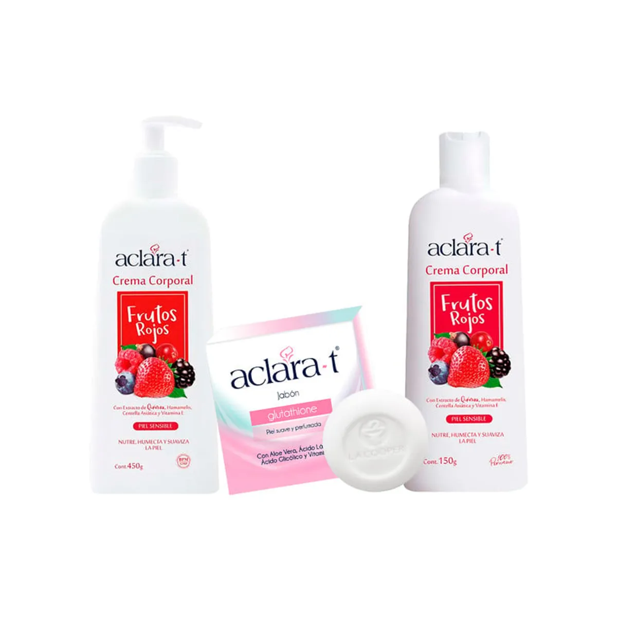 GENERICO - Crema Corporal Frutos Rojos 450gr y 150Gr + Jabón con Glutathione 80Gr