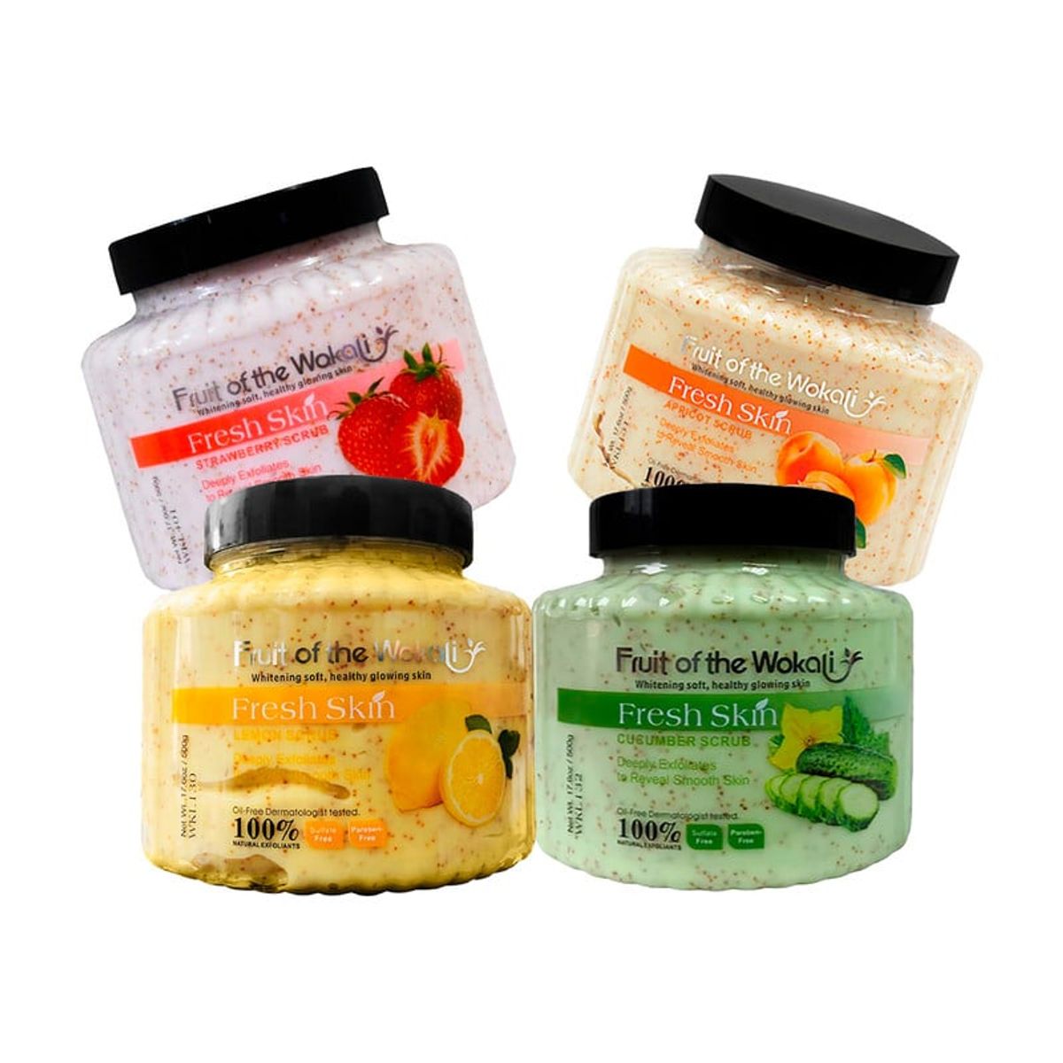 WOKALI - Exfoliante corporal Pepino + Fresa + Albaricoque + Limon 500ml Wokali