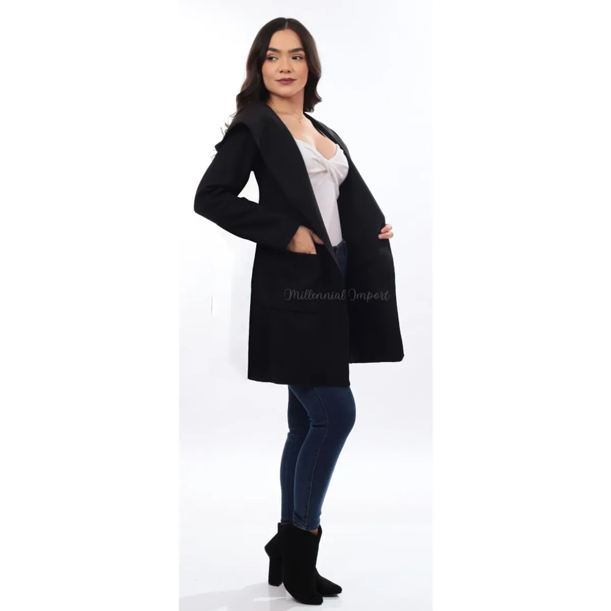 GENERICO - Abrigo con Capucha - Moda Casual para Mujer en Paño Italiano