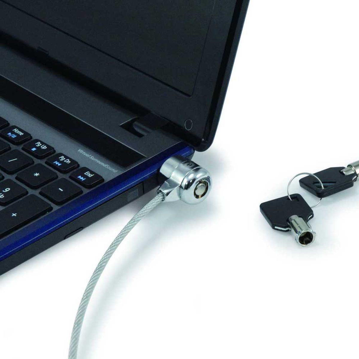 OEM - Cadena Cable de Acero con LLAVE Antirrobo para Laptop de Acero 110cm