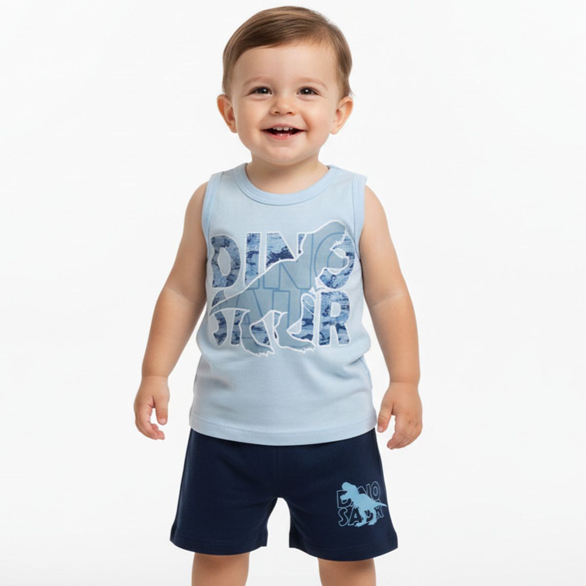 GENERICO - Conjunto Bebé Bividi Short Dino Rex Celeste de Algodón Pima