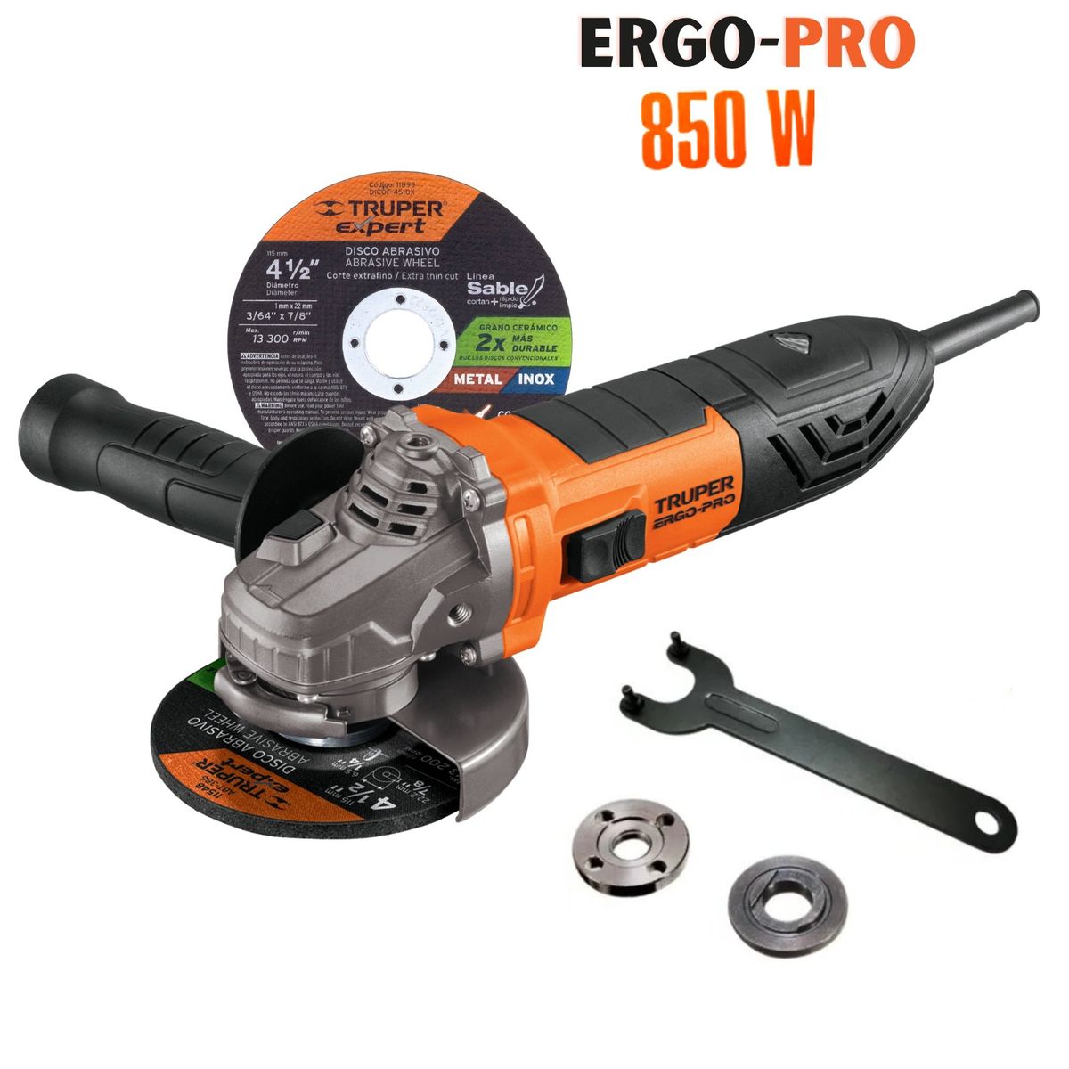 TRUPER - Kit rotomartillo amoladora esmeriladora discos de corte desarmadores