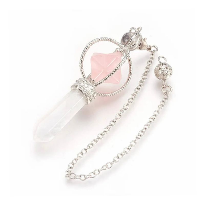 LUCYANA JOYAS Y ACCESORIOS - Péndulo de Estrella con Cuarzo Rosa y Cristal - Joyas Lucyana