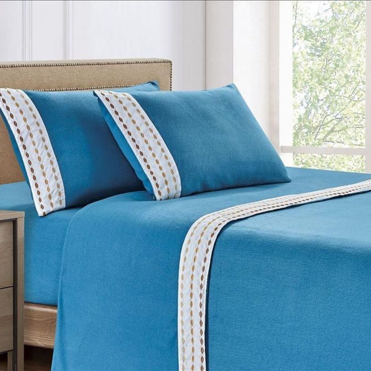 CASATEX - Juego de Sábanas Polar Bordada Ultra Suave 2 Plazas