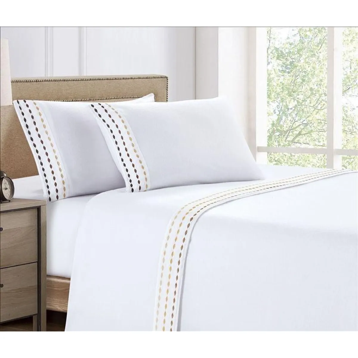 CASATEX - Juego de Sábanas Polar Bordada Ultra Suave Queen