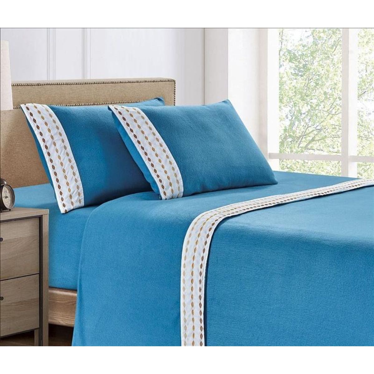 CASATEX - Juego de Sábanas Polar Bordada Ultra Suave Queen