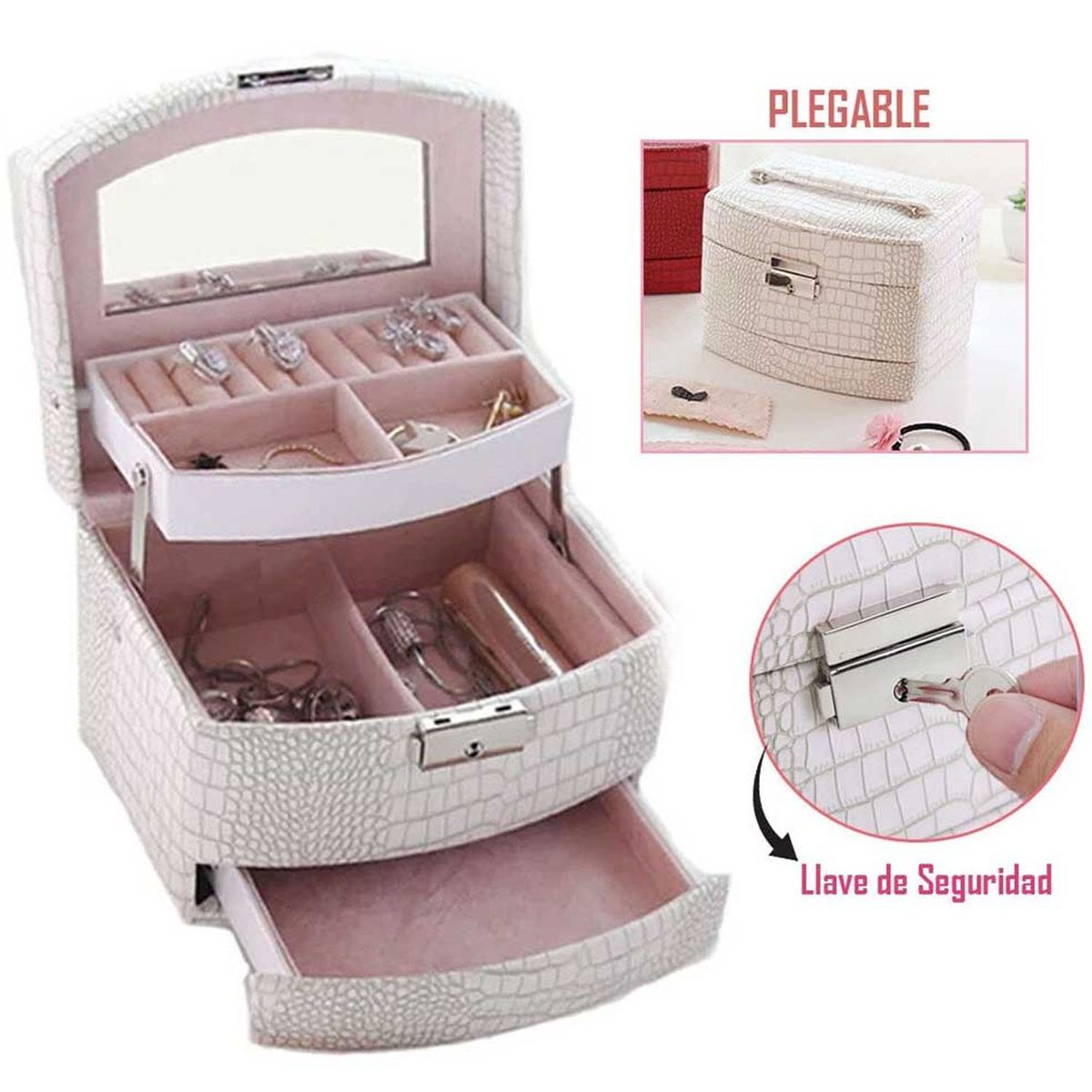 SM - Organizador De Joyas 3 Niveles Pequeño Con llave