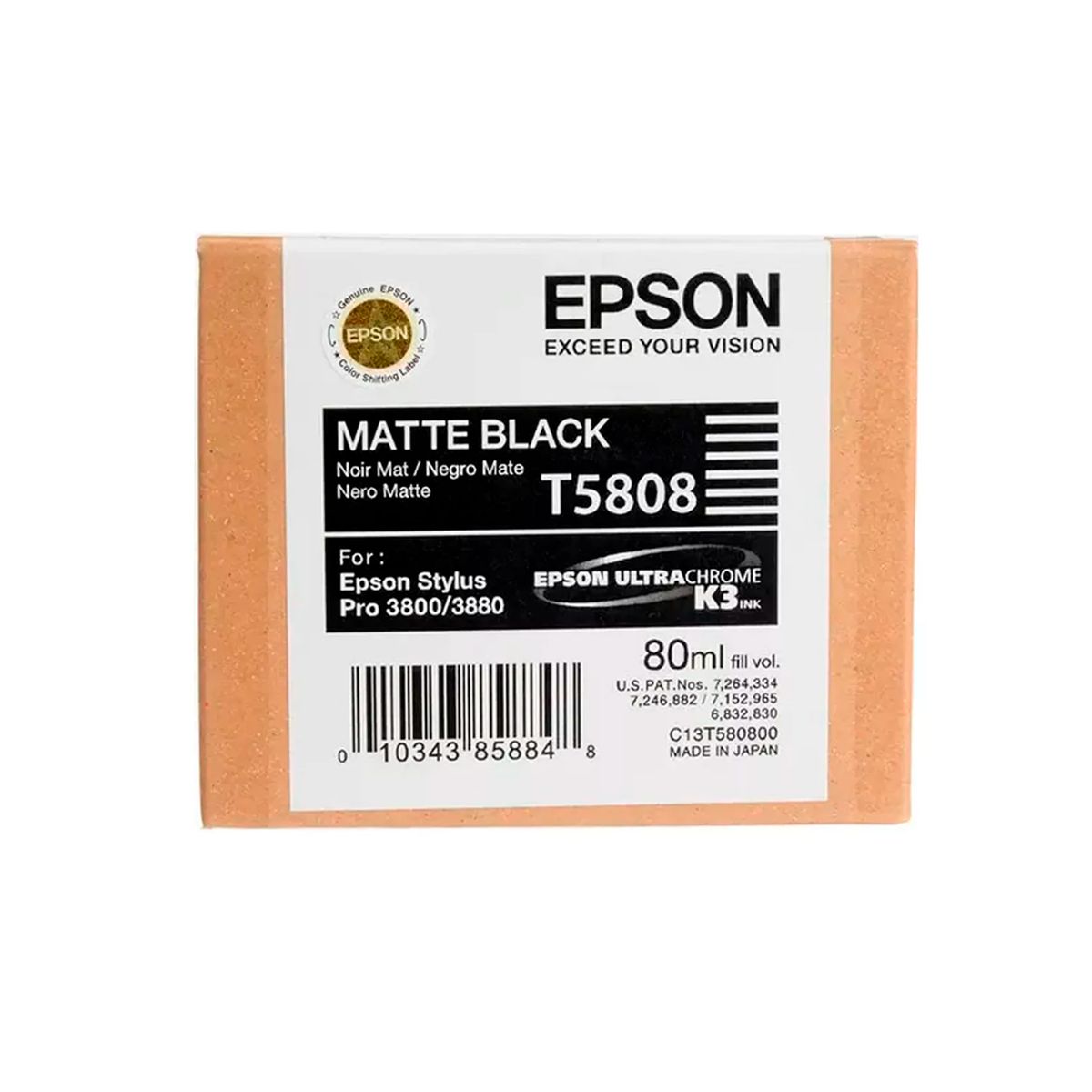 EPSON - CARTUCHO DE TINTA EPSON T5808 COLOR NEGRO MATE 80ML PN C13T580800