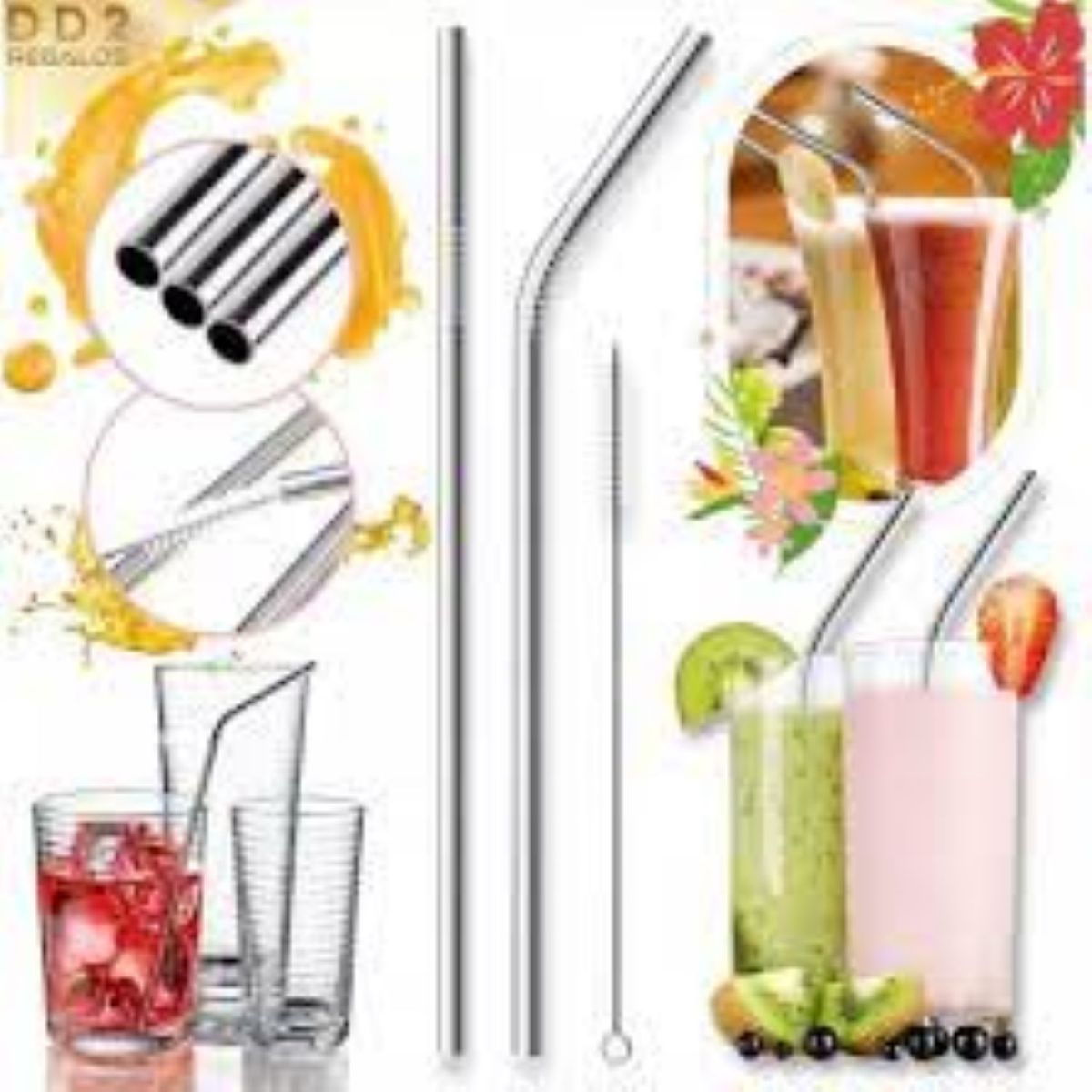 GENERICO - Set 04 Sorbetes de Acero Inoxidable mas Cepillo limpiador