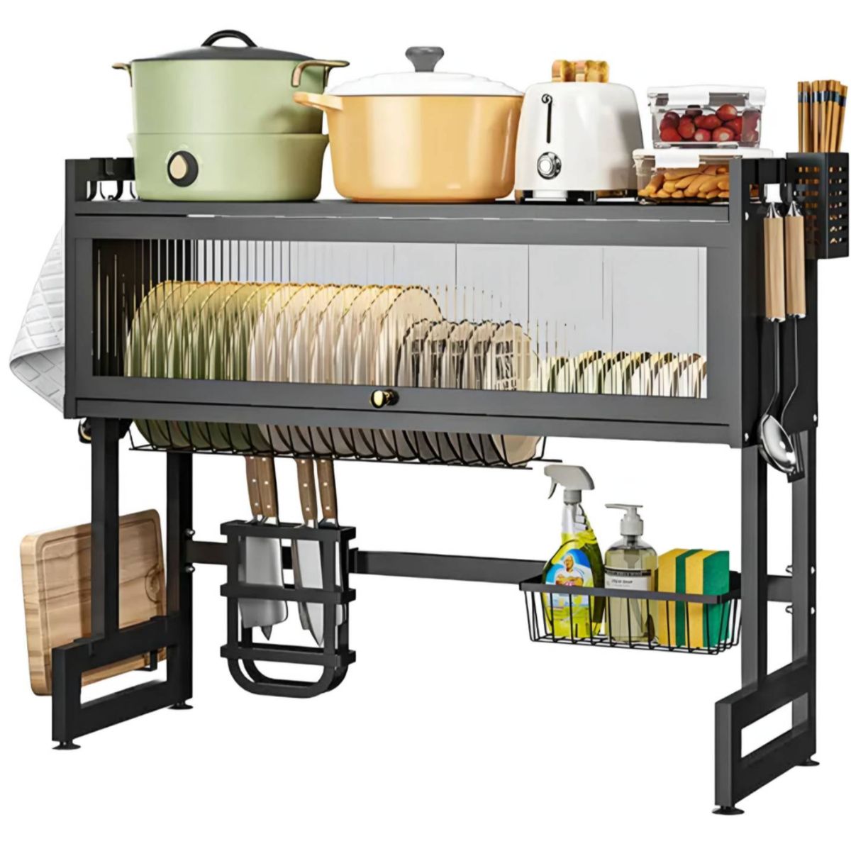 OEM - Escurridor de platos 2 nivel con tapa 85 cm