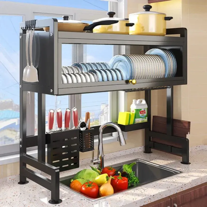 OEM - Escurridor Organizador de platos 2 nivel con tapa 85 cm - N