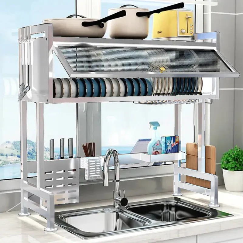 OEM - Escurridor Organizador de platos 2 nivel con tapa 85 cm - N