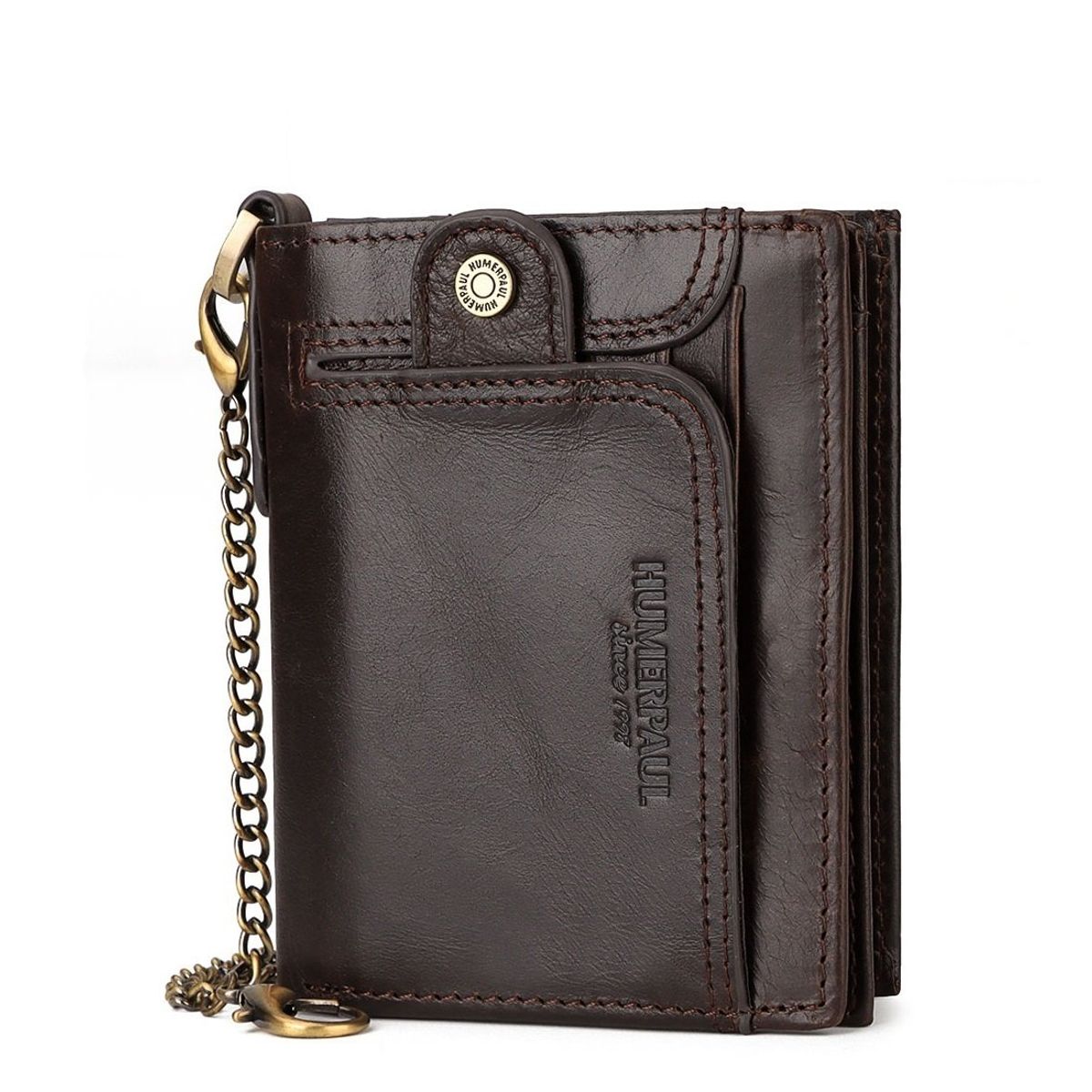 GENERICO - BILLETERA HOMBRE HUMERPAUL - CUERO ORIGINAL CON BOTON FRONTAL