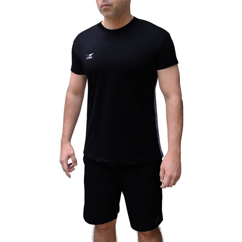 REVATI - Polo deportivo hombre licrado - lineas plomas laterales