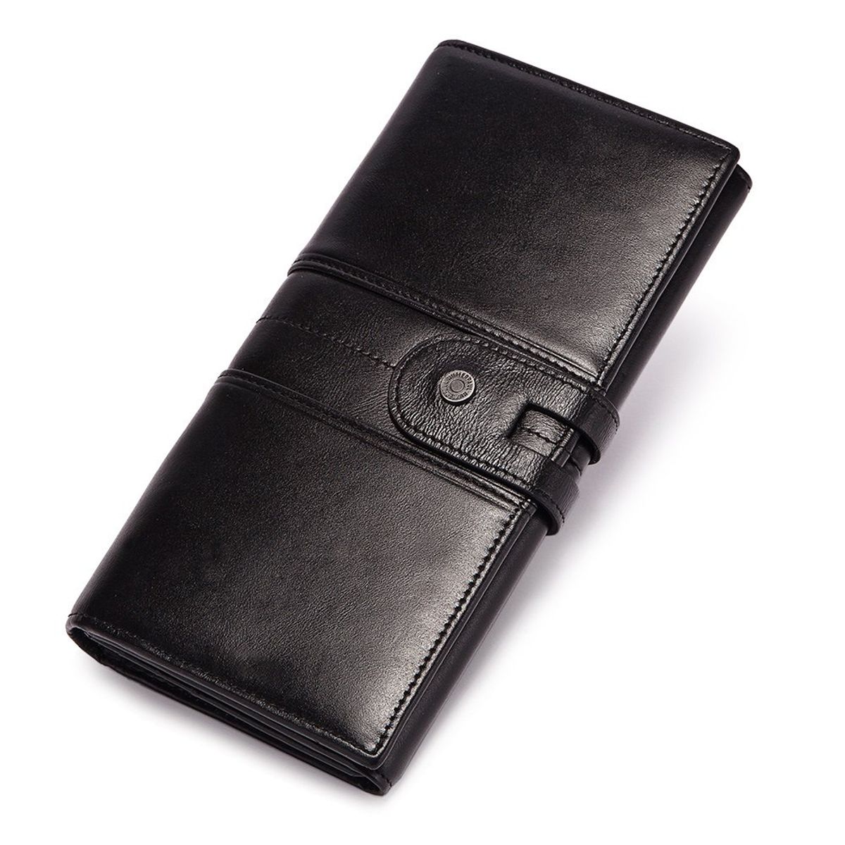 GENERICO - BILLETERA MUJER LARGA - BOTON FRONTAL HUMERPAUL - 1998 CUERO ORIGINAL