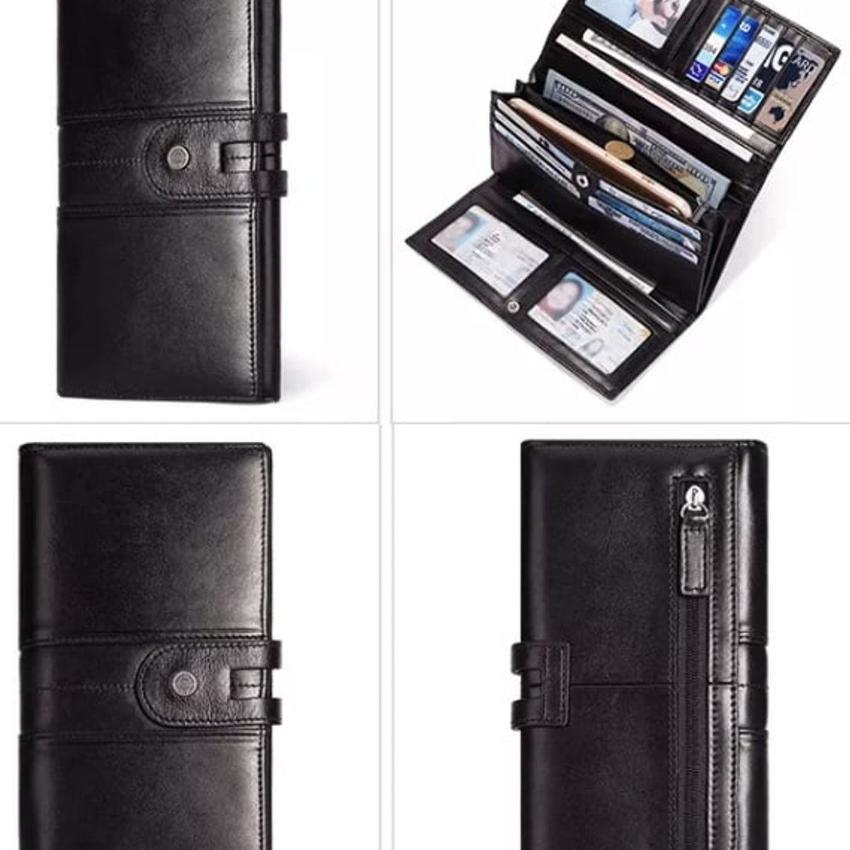 GENERICO - BILLETERA MUJER LARGA - BOTON FRONTAL HUMERPAUL - 1998 CUERO ORIGINAL