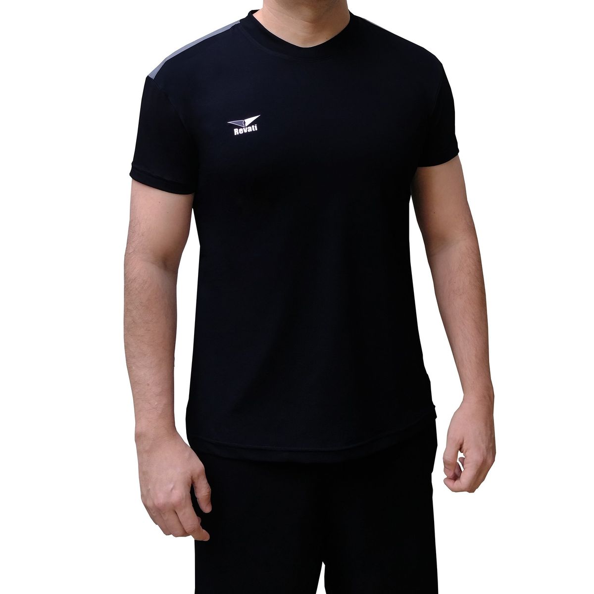 REVATI - Polo deportivo hombre licrado - lineas plomas en los hombros