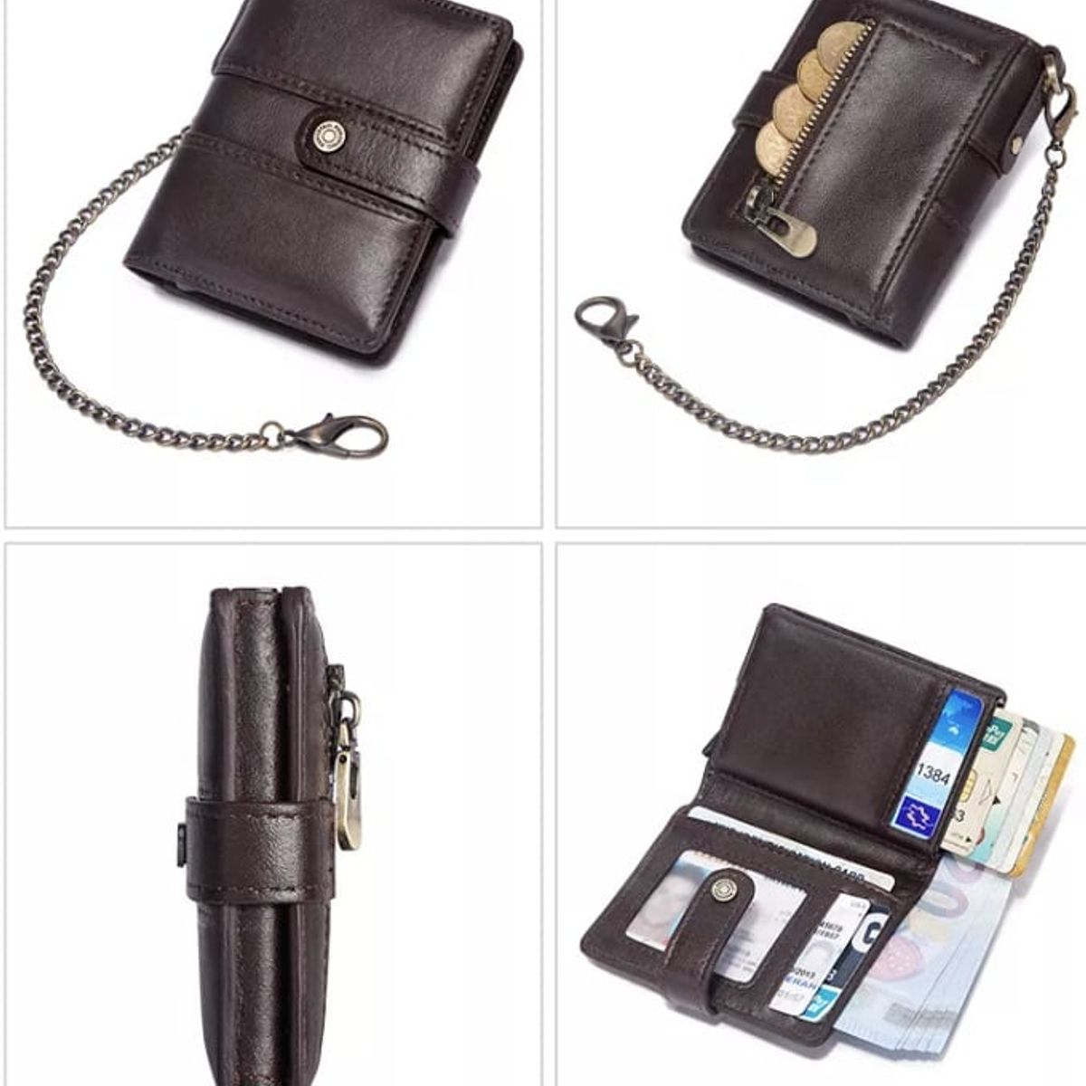 GENERICO - BILLETERA DE MUJER - TARJETERO CON CADENA 100 CUERO VACUNO HUMERPAUL