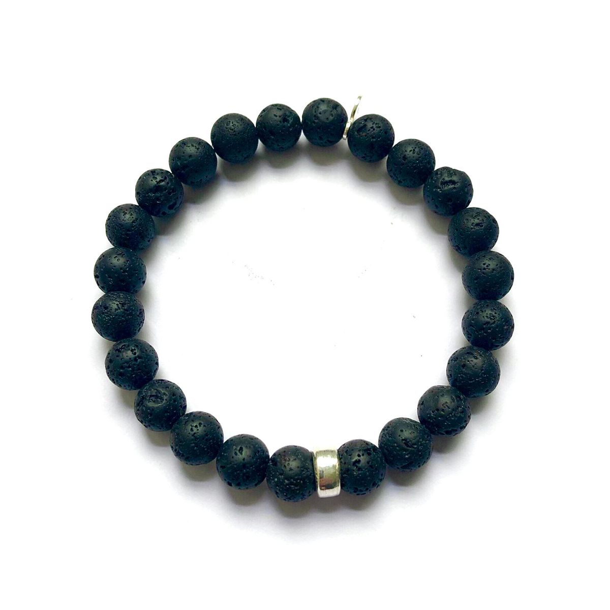 SANTORAL - Pulsera Pedro para Hombre - Piedra Volcánica y Plata