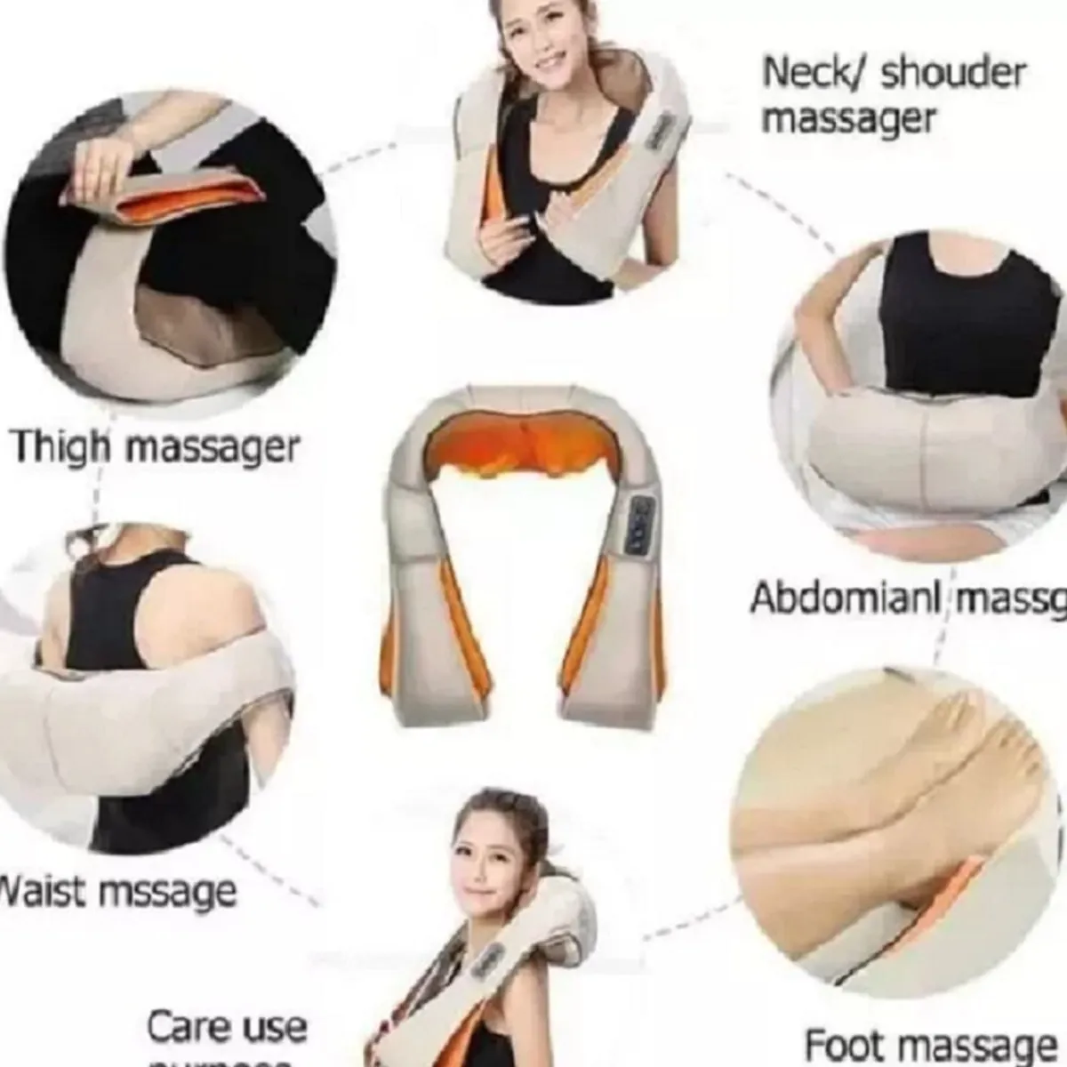 GENERICO - Masajeador Cervical y Espalda Infrarojo en Forma de U con 16 Nodos