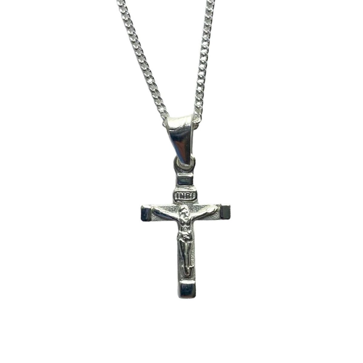 SANTORAL - Dije Cruz Cristo y Cadena - Plata