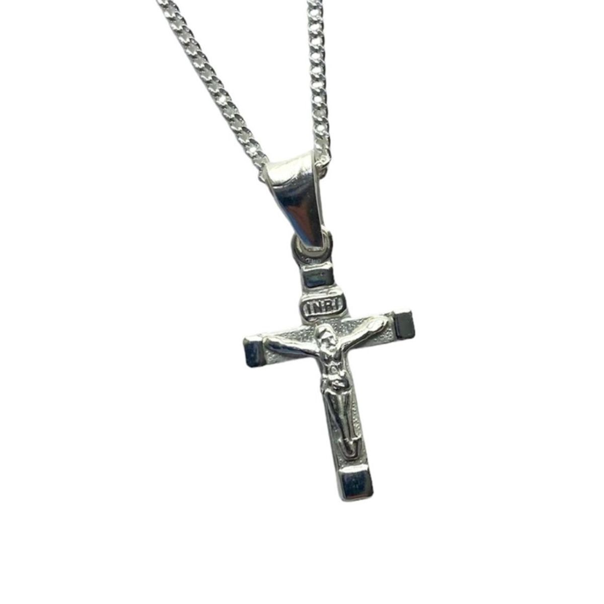 SANTORAL - Dije Cruz Cristo y Cadena - Plata