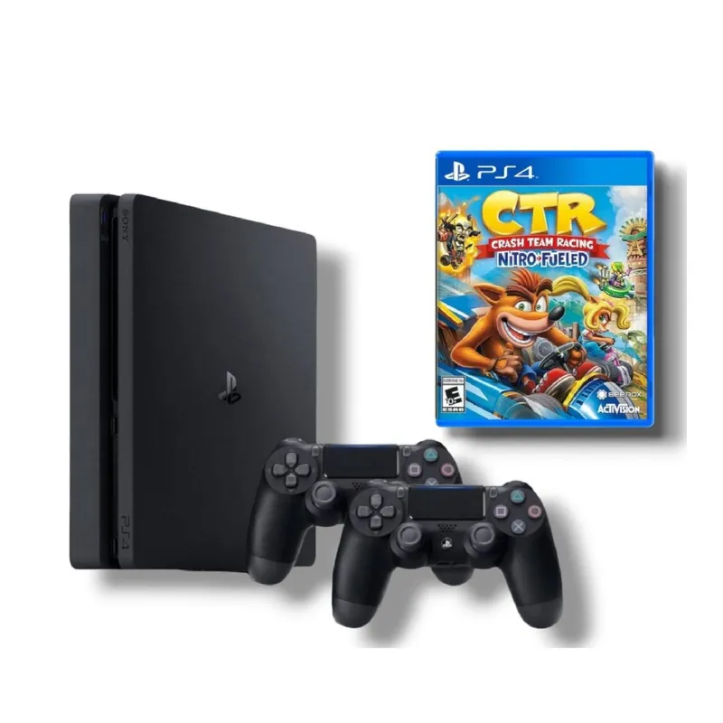 SONY - Consola PS4 Slim 1TB Negro  Crash Team Racing+2 mandos Reacondicionada
