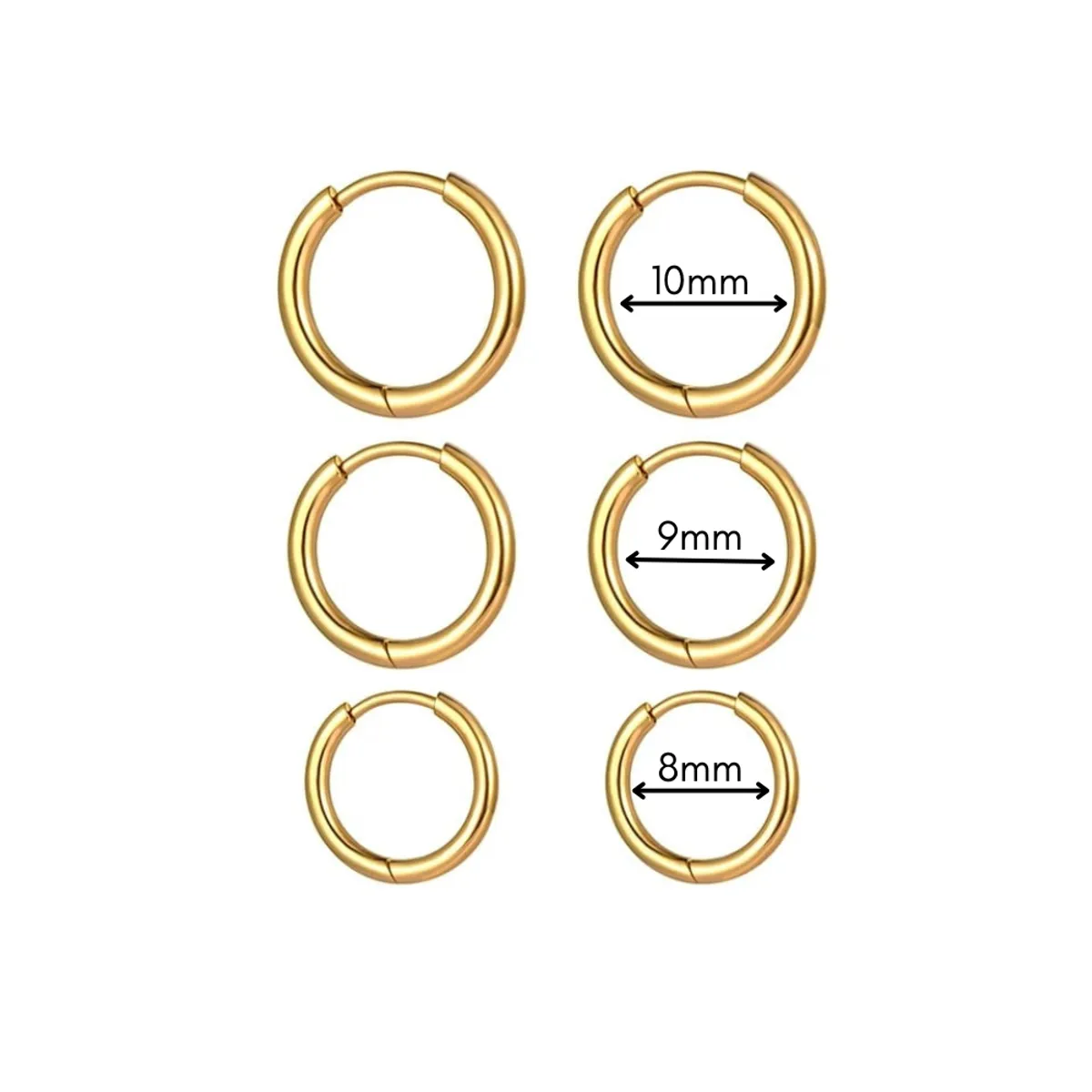 AFRODITA - 1 Par de Aretes de Argolla de Plata 925 Modelo Huggies