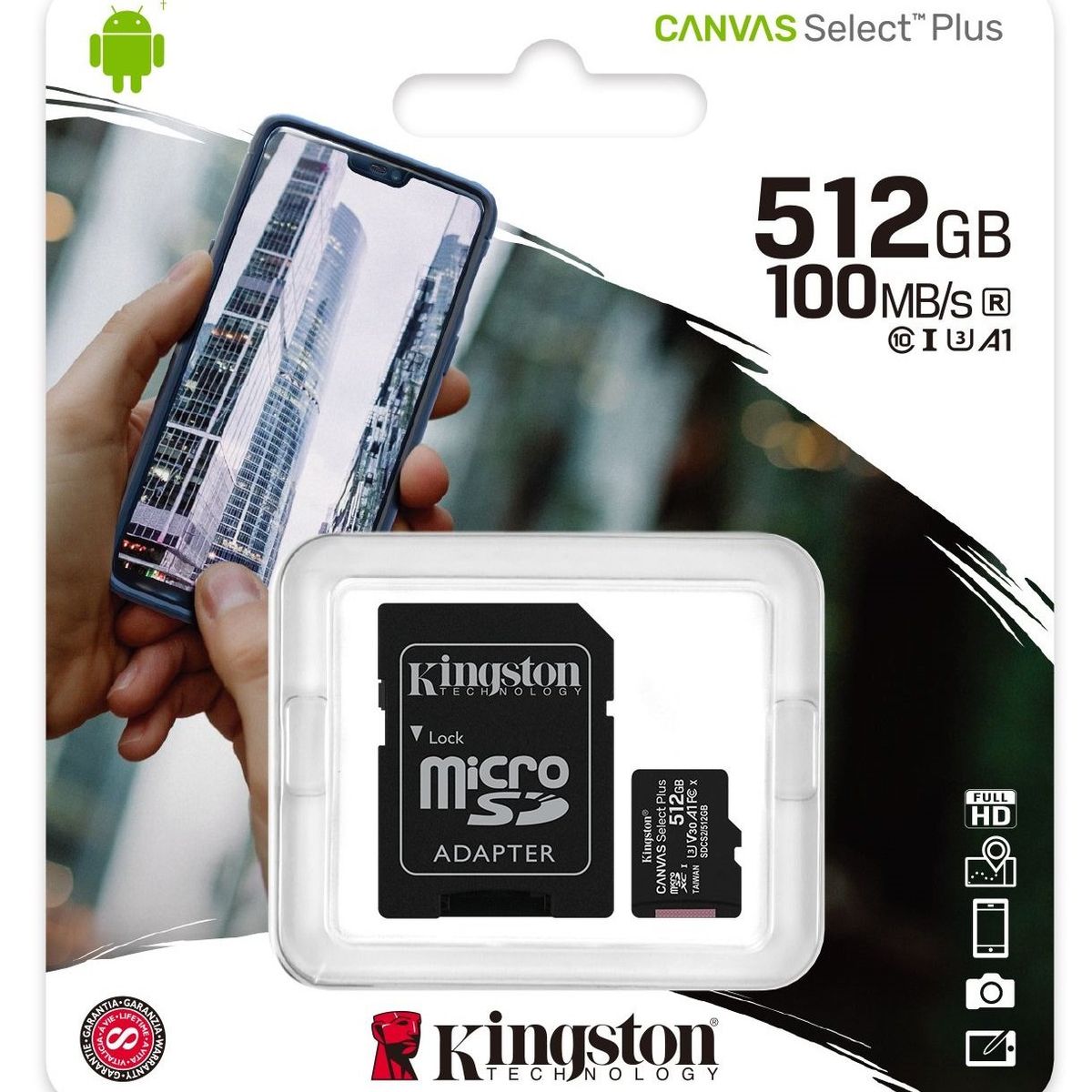 KINGSTON - Memoria Micro SD 512 GB Kingston Canvas Select Plus. Celular