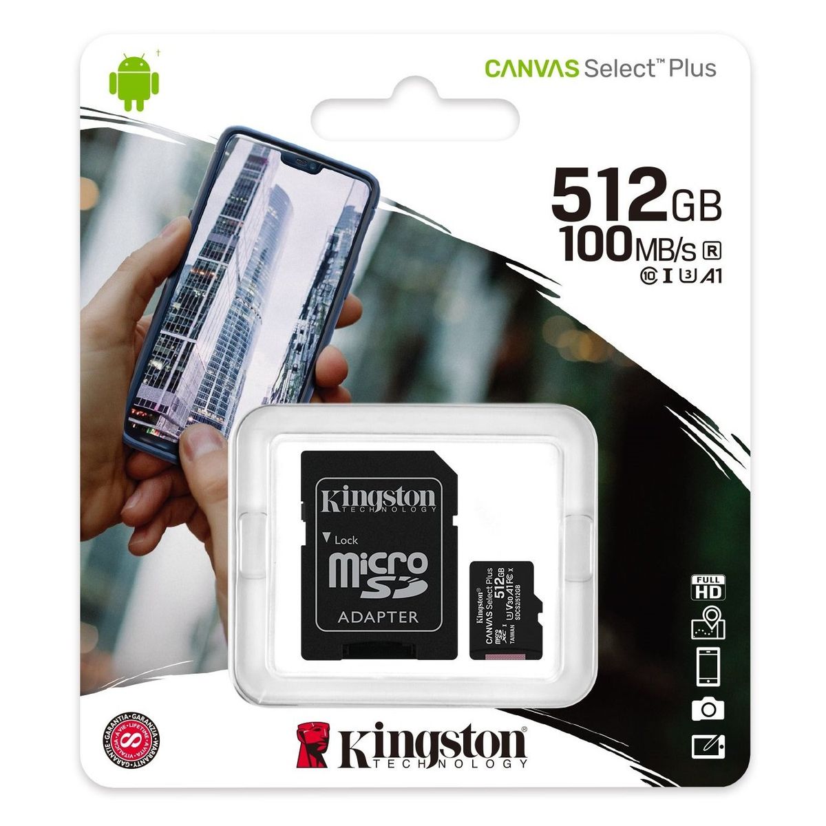 KINGSTON - Memoria Micro SD 512 GB Kingston Canvas Select Plus. Celular