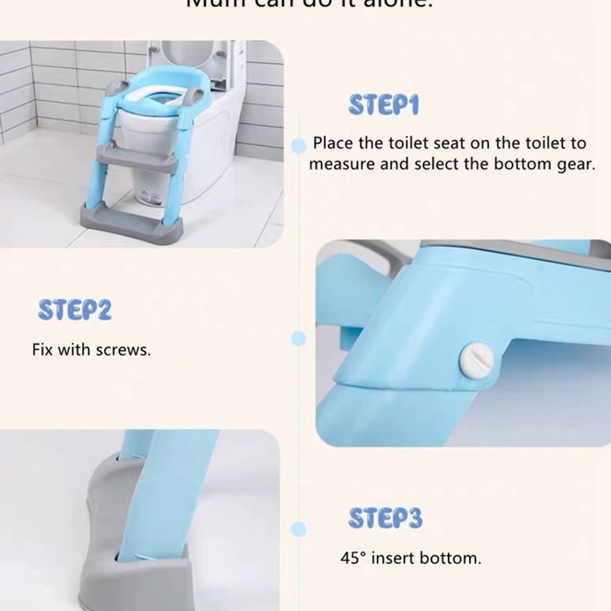 OEM - Asiento de Entrenamiento Ajustable para Inodoro Celeste