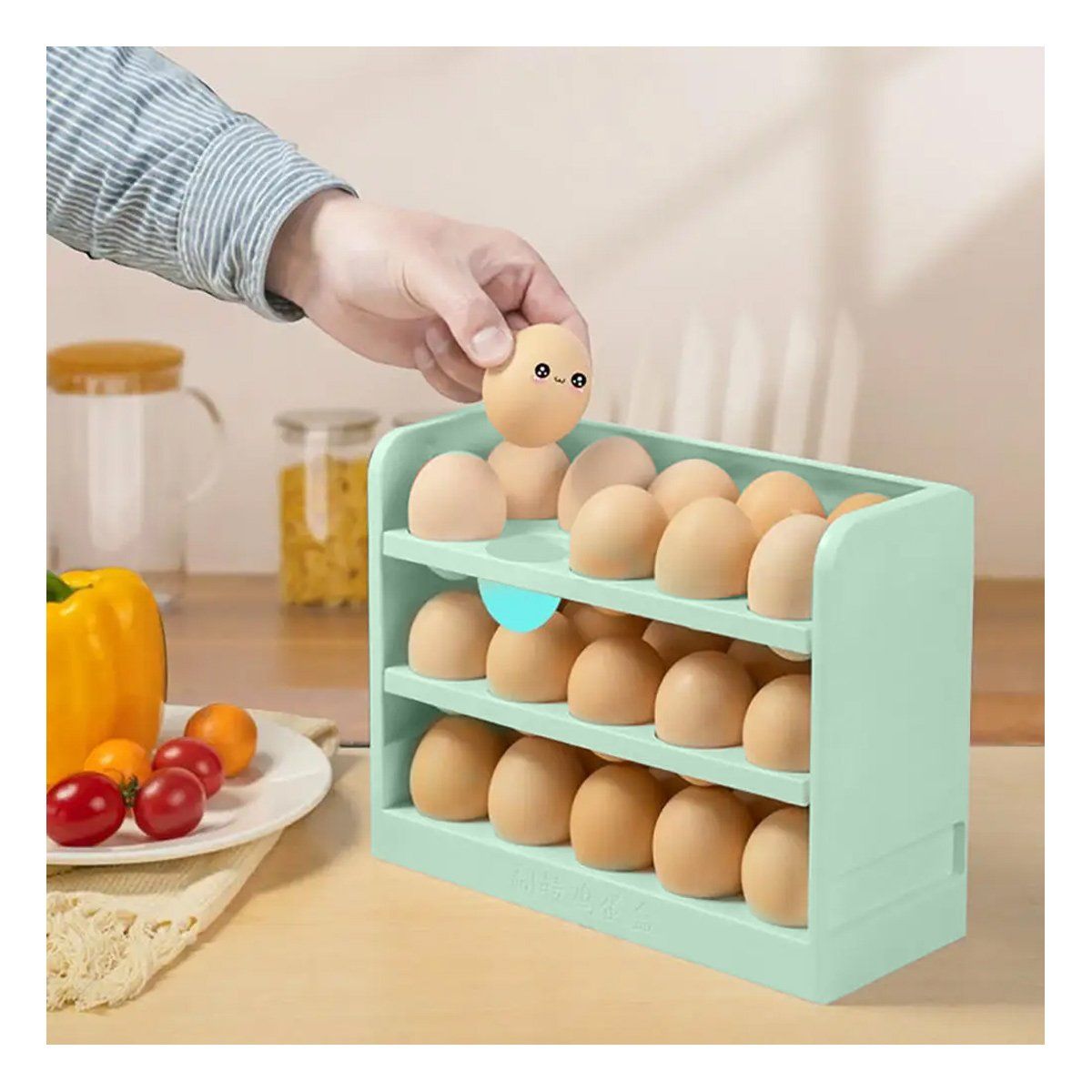 GRETAIL - Organizador De Huevos 30 Unidades 3 Niveles Verde