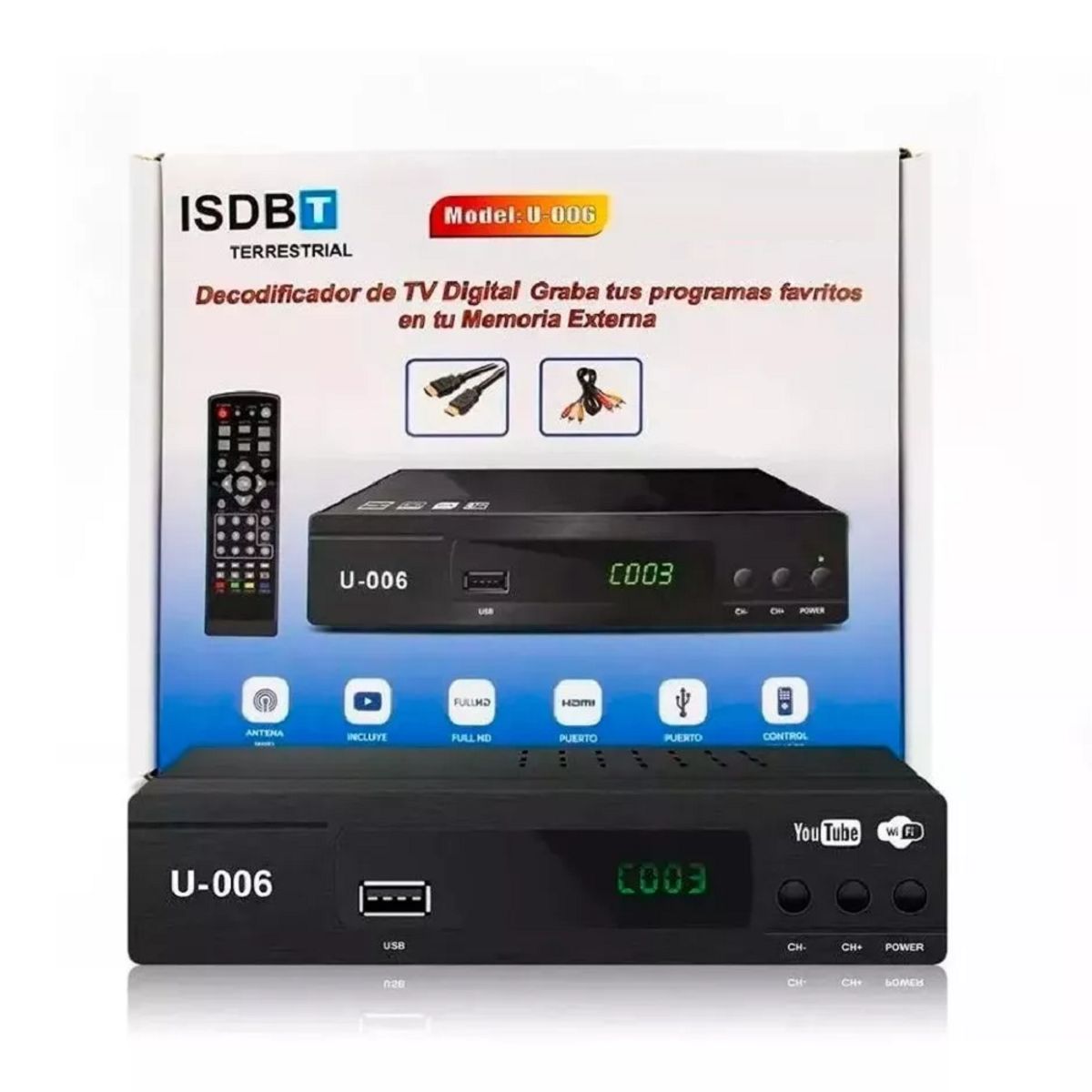 GENERICO - Sintonizador Decodificador Tv Digital Hd Canales Libre Isdb-t TDT