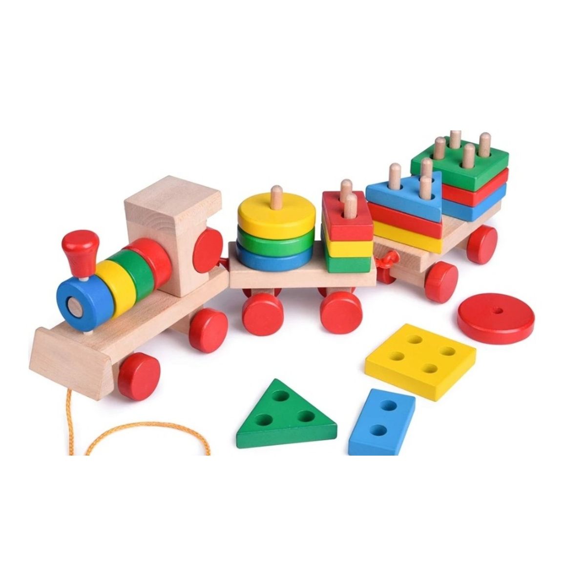GENERICO - Tren de madera didáctico geométrico mediano