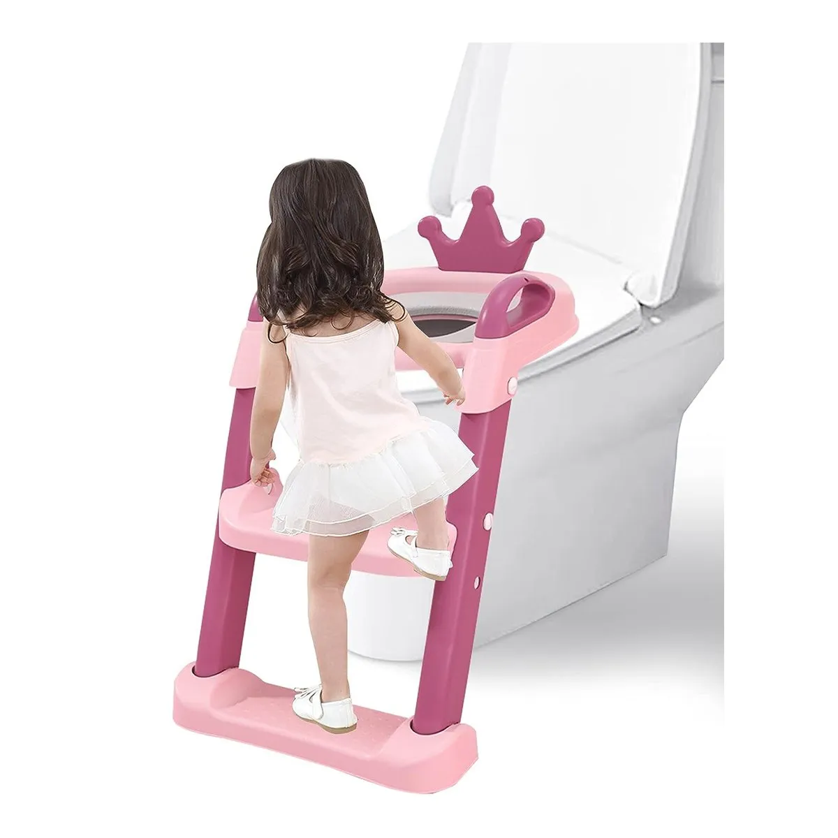 GRETAIL - Inodoro Bacín Asiento Infantil Niño Con Escalera Rosado