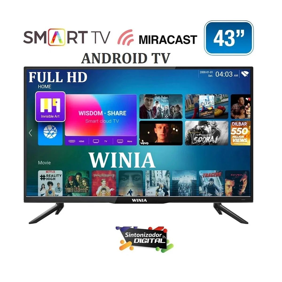 WINIA - Tv Led Winia 43 Smart Full HD Android L43V750BASW - Negro