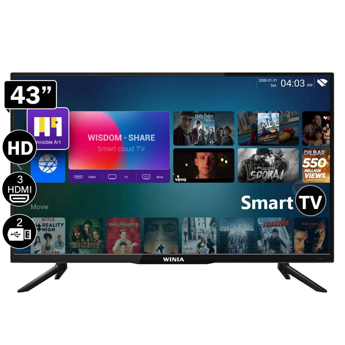 WINIA - Tv Led Winia 43 Smart Full HD Android L43V750BASW - Negro